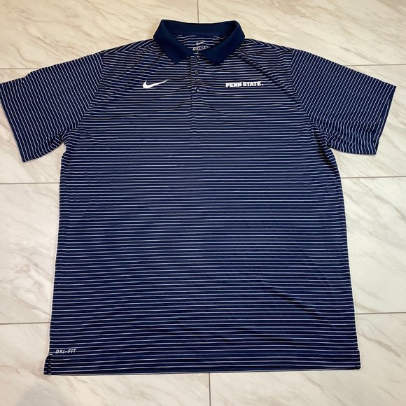 Nike Dri Fit Penn State Nittany Lions Golf Polo Blue White Stripe 2XL XXL - Picture 2 of 6